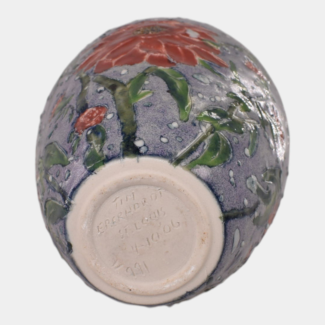 Tim Eberhardt Studio Art Pottery Hand Made Floral Snowy Vase