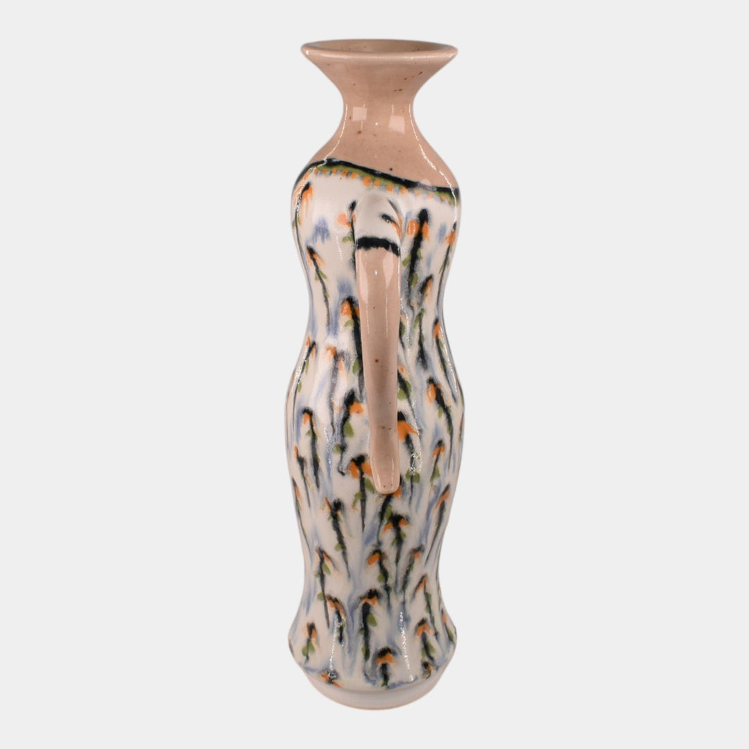 Tim Eberhardt Studio Art Pottery Hand Made Floral Handled Vase #1151