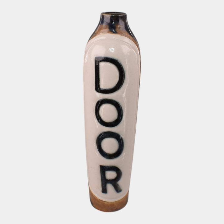 Door Studio Art Pottery Hand Thrown Ivory Paneled Scarab Ceramic Vase