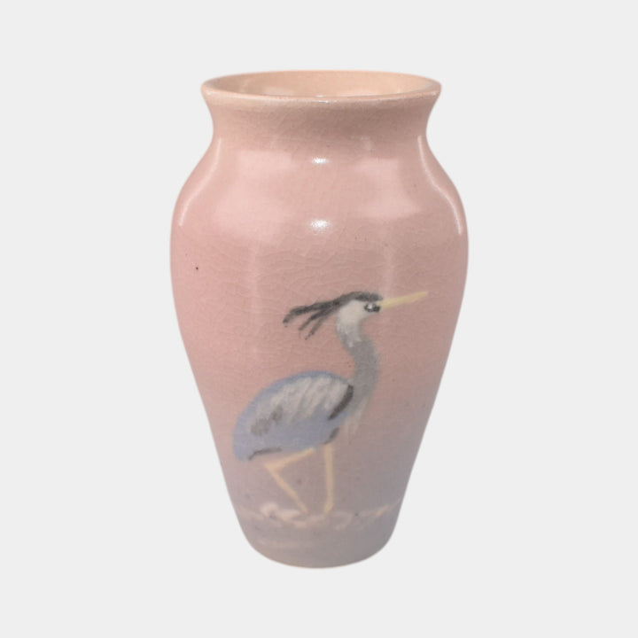 Door Studio Art Pottery Hand Thrown Pink Vellum Crane Miniature Vase