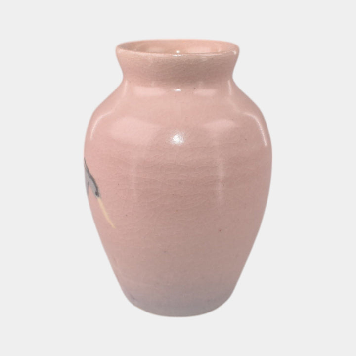 Door Studio Art Pottery Pink Vellum Crane Miniature Vase