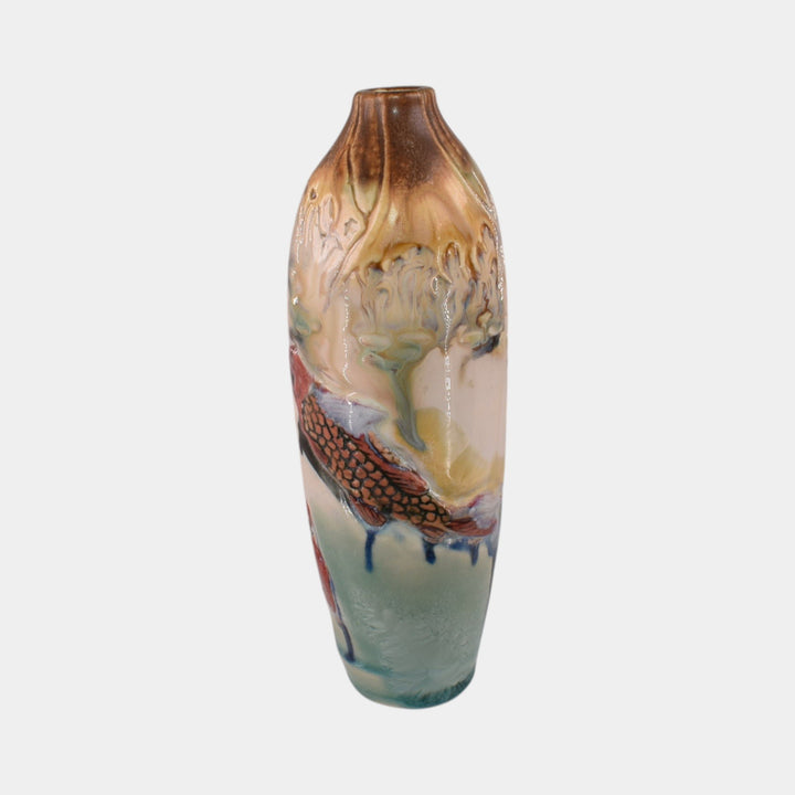 Door Studio Art Pottery Hand Thrown Koi Ceramic Vase