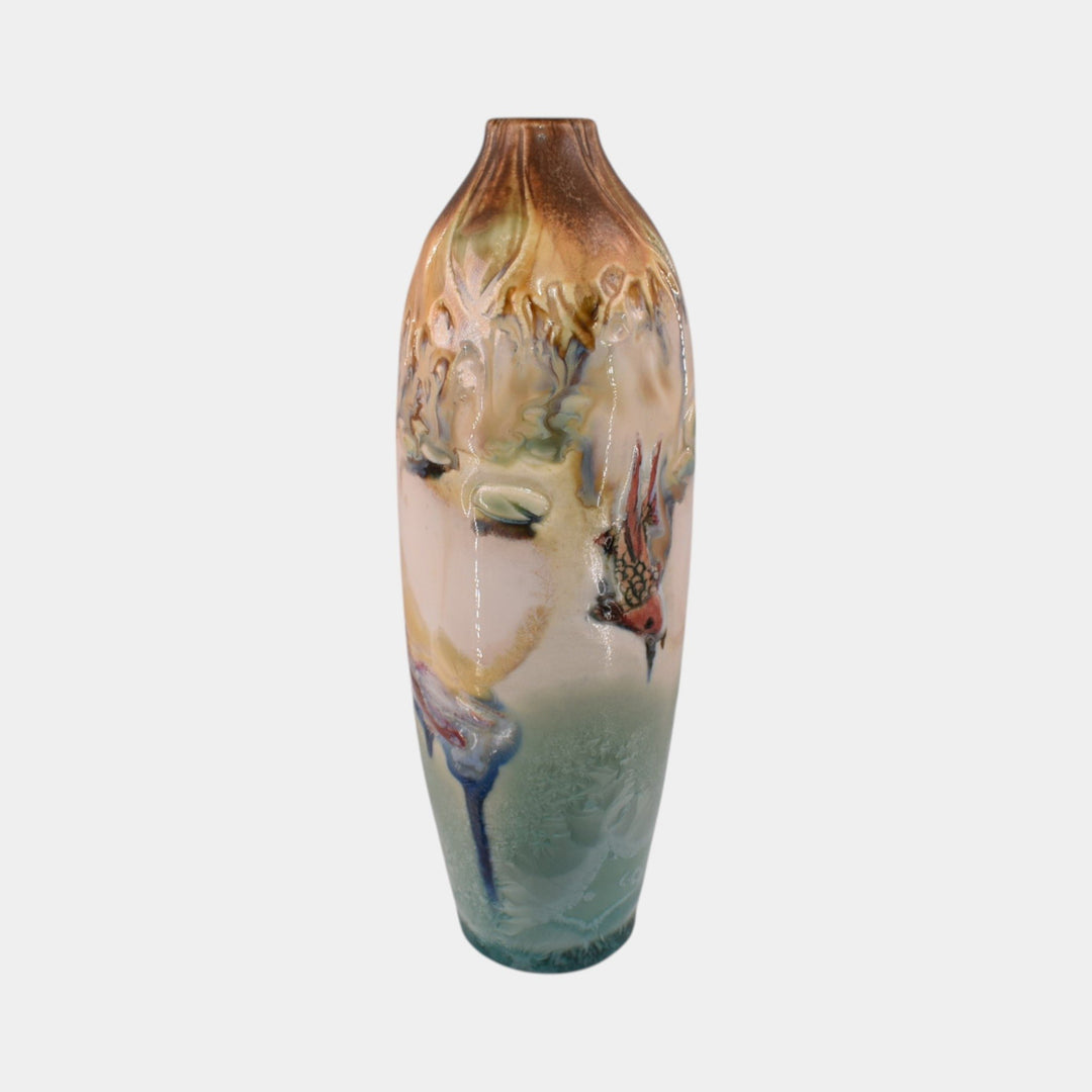 Door Studio Art Pottery Hand Thrown Koi Ceramic Vase
