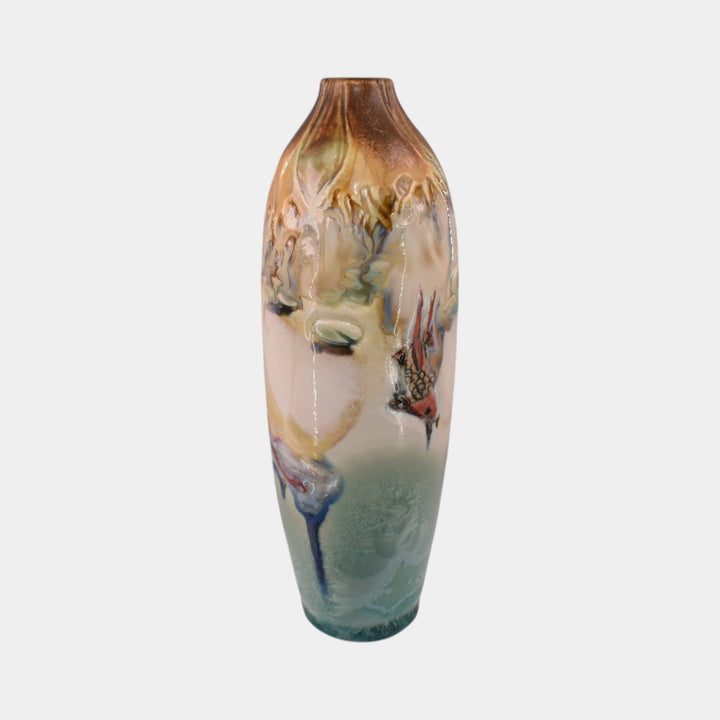 Door Studio Art Pottery Hand Thrown Koi Ceramic Vase