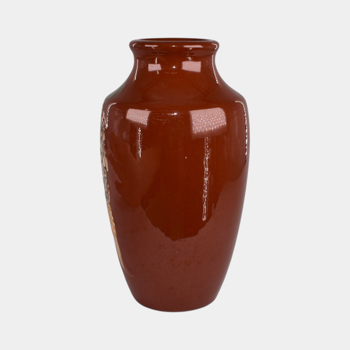 Weller Pottery Rhead Faience Birdimal Oriental Woman Vase 98 - Just Art Pottery