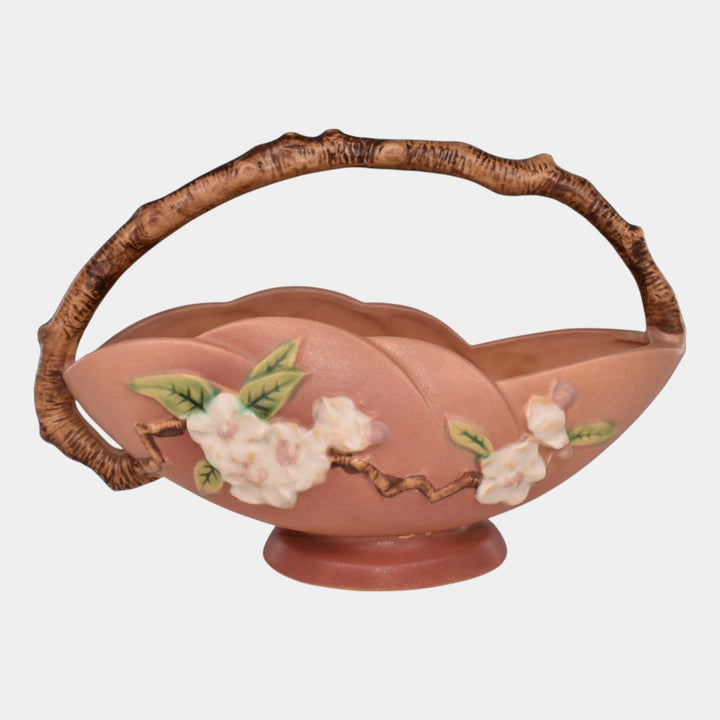 Roseville Apple Blossom Pink 1949 Vintage Art Pottery Ceramic Basket 310-10