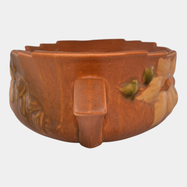 Roseville Clematis Brown 1944 Vintage Art Pottery Ceramic Console Bowl 458-10