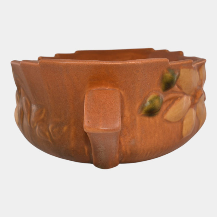 Roseville Clematis Brown 1944 Vintage Art Pottery Ceramic Console Bowl 458-10