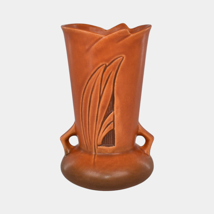Roseville Silhouette Russet Brown 1950 Mid Century Modern Art Pottery Vase 780-6
