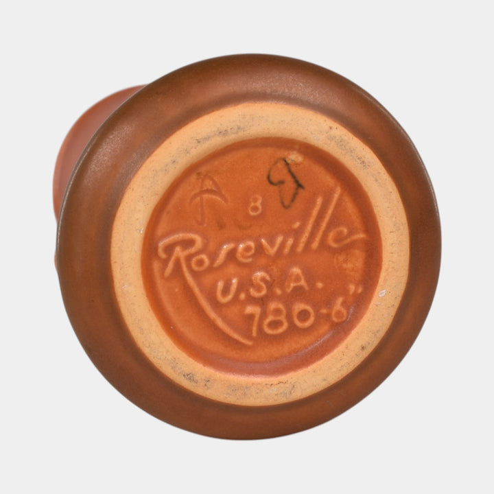 Roseville Silhouette Russet Brown 1950 Mid Century Modern Art Pottery Vase 780-6