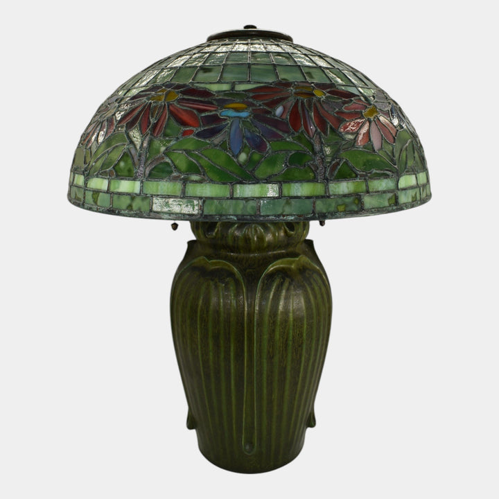 Tiffany Scott Riggs Jemerick Arts and Clay Pottery Green Poinsettia Lamp