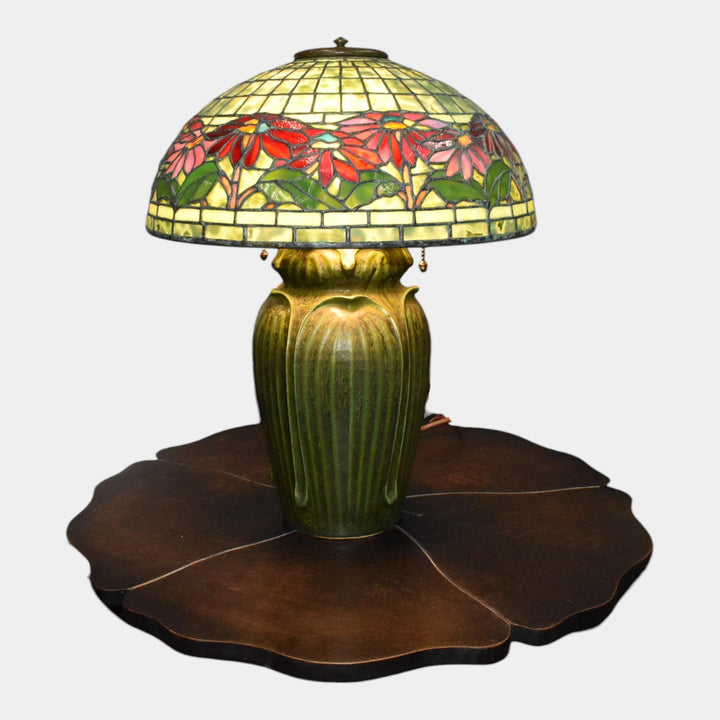 Tiffany Scott Riggs Jemerick Arts and Clay Pottery Green Poinsettia Lamp