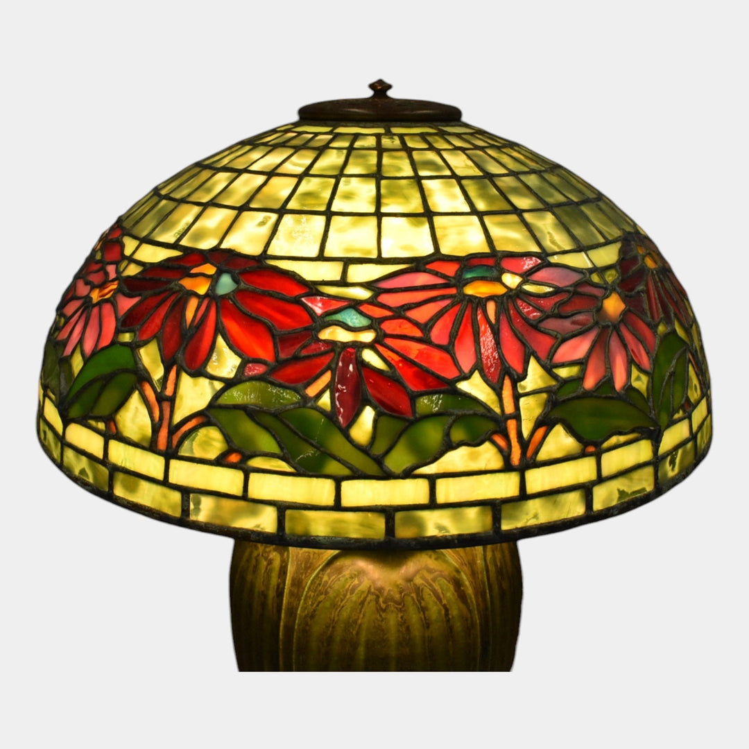 Tiffany Scott Riggs Jemerick Arts and Clay Pottery Green Poinsettia Lamp