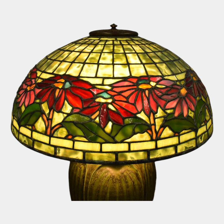 Tiffany Scott Riggs Jemerick Arts and Clay Pottery Green Poinsettia Lamp