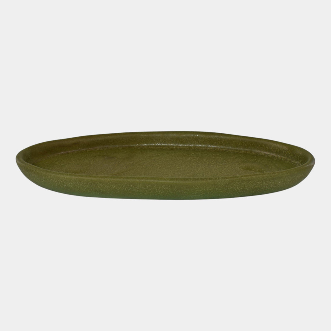 Valentien Pottery 1911-1914 California Matte Green Peacock Feathers Tray