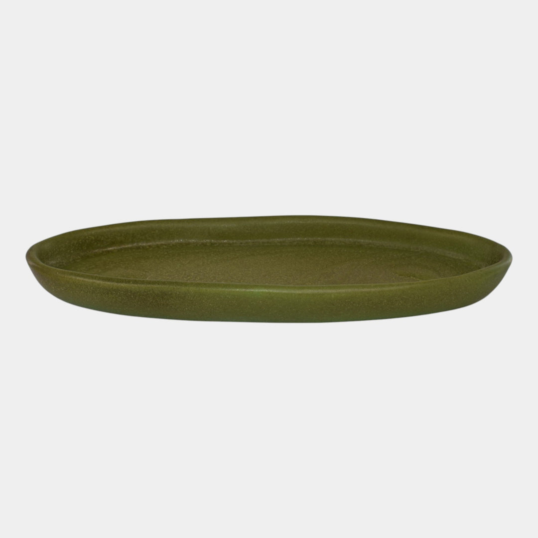 Valentien Pottery 1911-1914 California Matte Green Peacock Feathers Tray