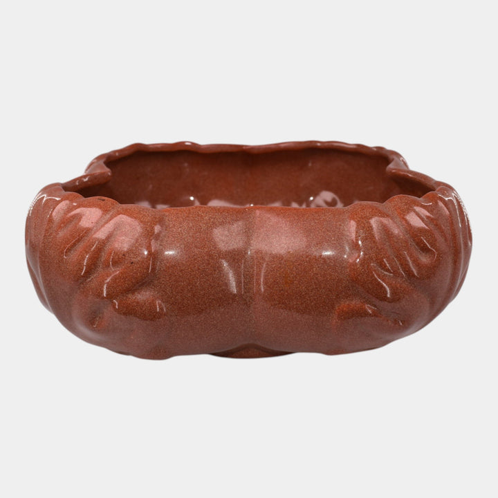 Van Briggle 1956 Gold Ore Glaze Pottery Brown Leaf Bowl