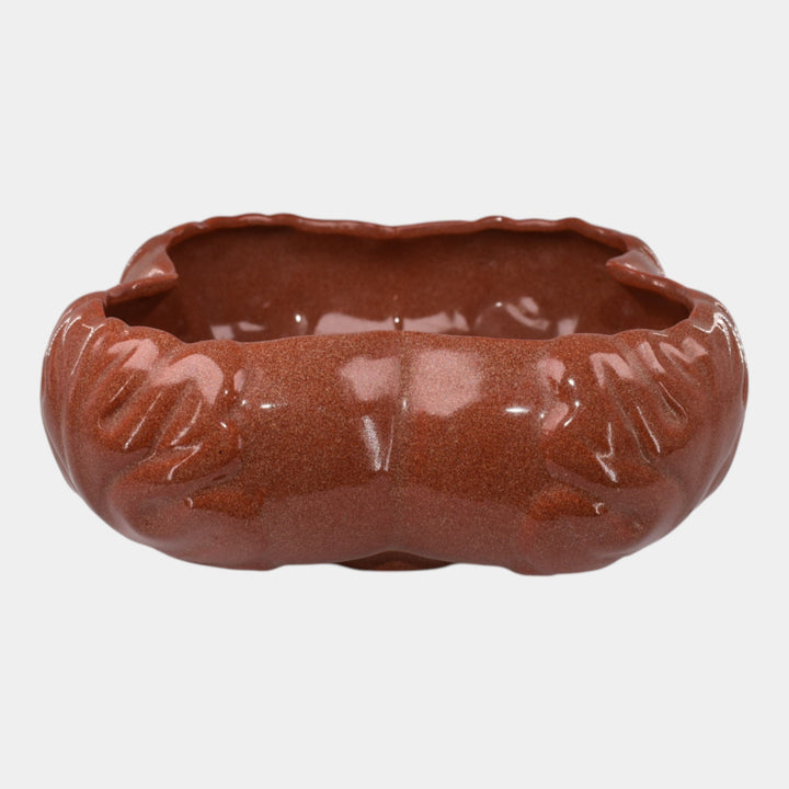Van Briggle 1956 Gold Ore Glaze Pottery Brown Leaf Bowl