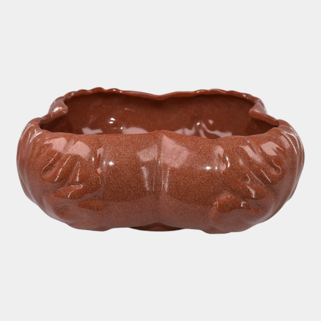 Van Briggle 1956 Gold Ore Glaze Pottery Brown Leaf Bowl