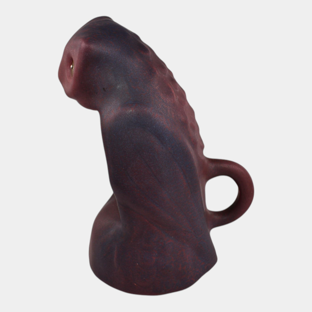 Van Briggle Pottery 1910s Mulberry Figural Owl Night Light Lamp