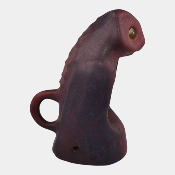 Van Briggle Pottery 1910s Mulberry Figural Owl Night Light Lamp