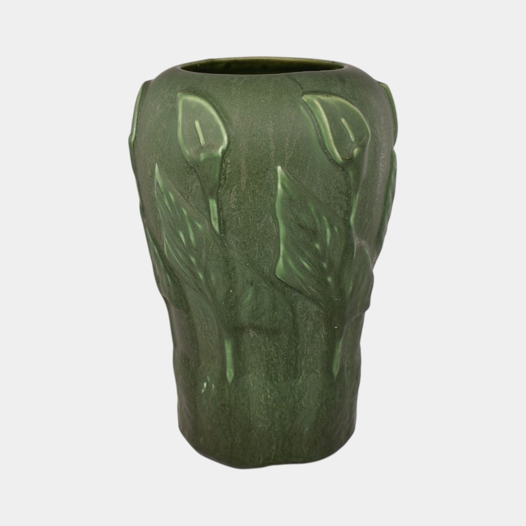 Hampshire Early 1900s Vintage Art Pottery Matte Green Calla Lily Vase