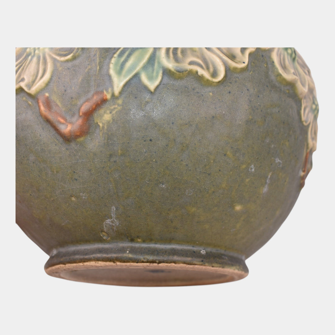 Roseville Dogwood Textured Green 1926 Pottery Ceramic Jardiniere Planter 608-5