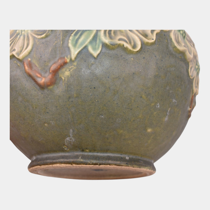 Roseville Dogwood Textured Green 1926 Pottery Ceramic Jardiniere Planter 608-5