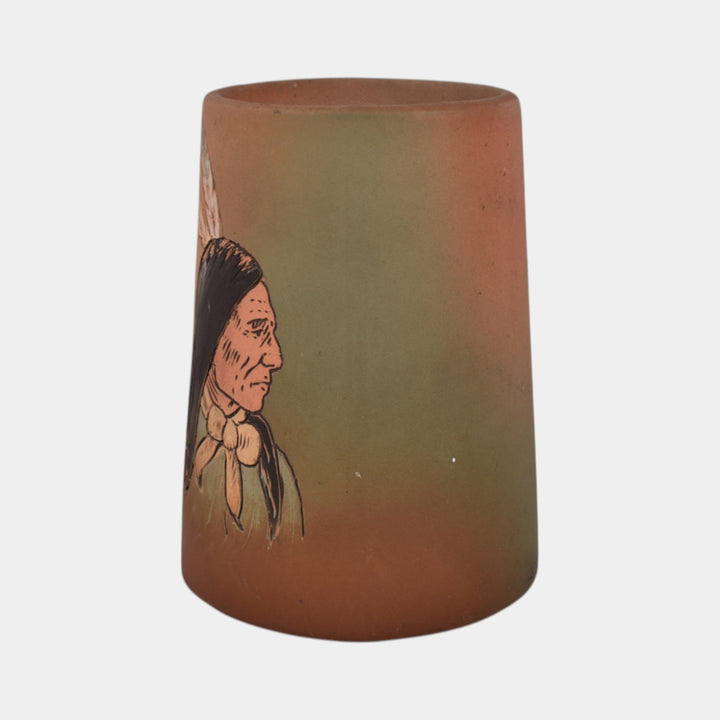 Weller Pottery Dickens Ware 1900s Native American Portrait Mug 562