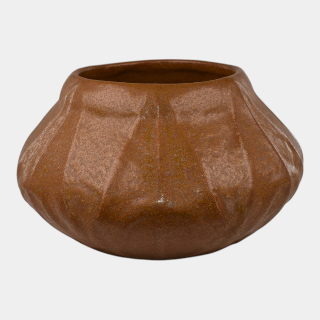 Van Briggle 1917 Vintage Arts And Crafts Pottery Broad Leaves Brown Bowl 428