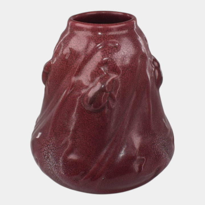 Weller Fru Russet 1905 Vintage Art Pottery Scarab Mulberry Red Ceramic Vase - Just Art Pottery
