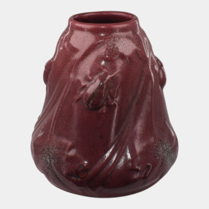 Weller Fru Russet 1905 Vintage Art Pottery Scarab Mulberry Red Ceramic Vase - Just Art Pottery