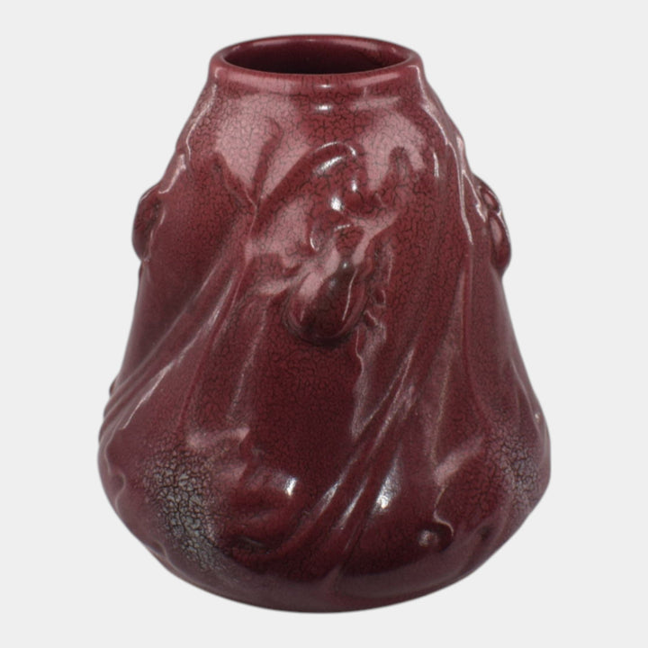 Weller Fru Russet 1905 Vintage Art Pottery Scarab Mulberry Red Ceramic Vase - Just Art Pottery