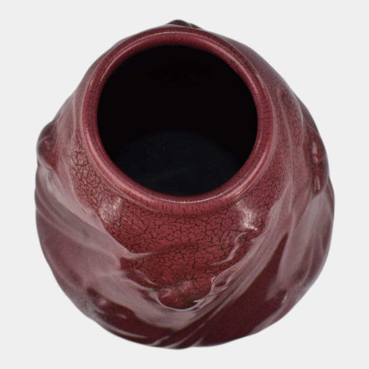 Weller Fru Russet 1905 Vintage Art Pottery Scarab Mulberry Red Ceramic Vase - Just Art Pottery