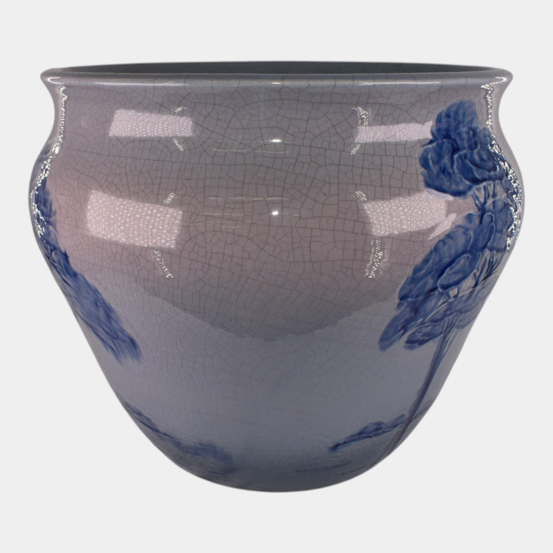 Weller Jap Birdimal Rhead Pottery Large Blue Scenic Jardiniere Planter - Just Art Pottery