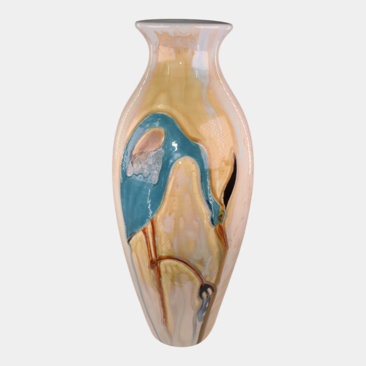 Door Studio Art Pottery Hand Thrown Porcelain Art Nouveau Crane Vase Kreigh - Just Art Pottery