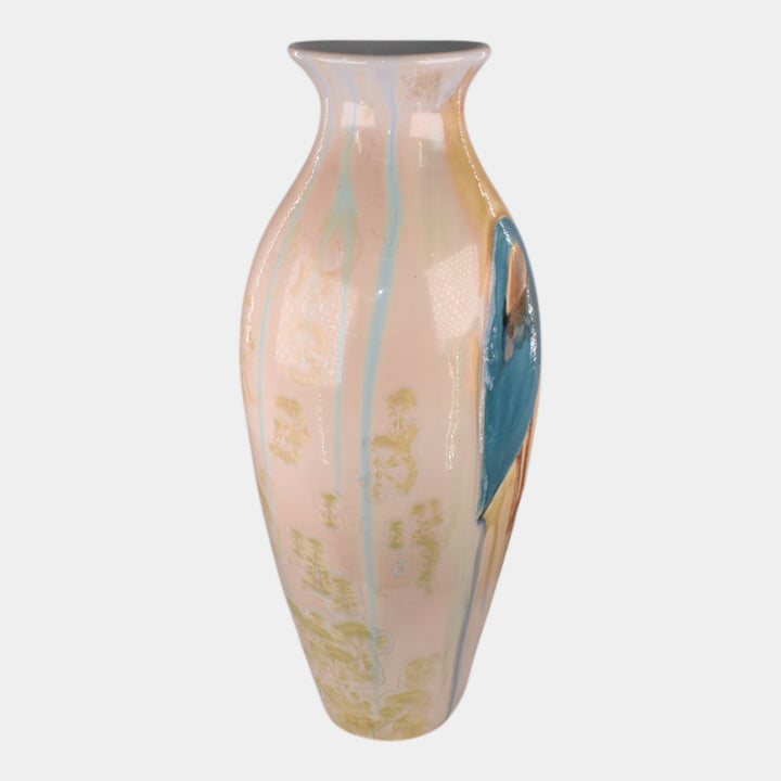 Door Studio Art Pottery Hand Thrown Porcelain Art Nouveau Crane Vase Kreigh - Just Art Pottery