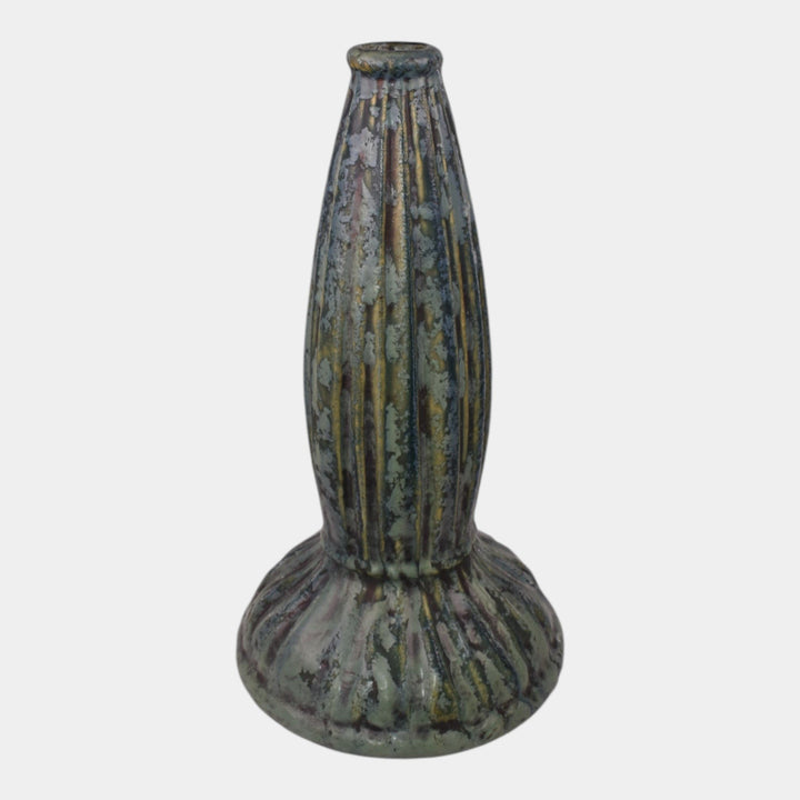 Weller Frosted Matt 1915 Vintage Art Pottery Mottled Blue Ceramic Vase - Just Art Pottery