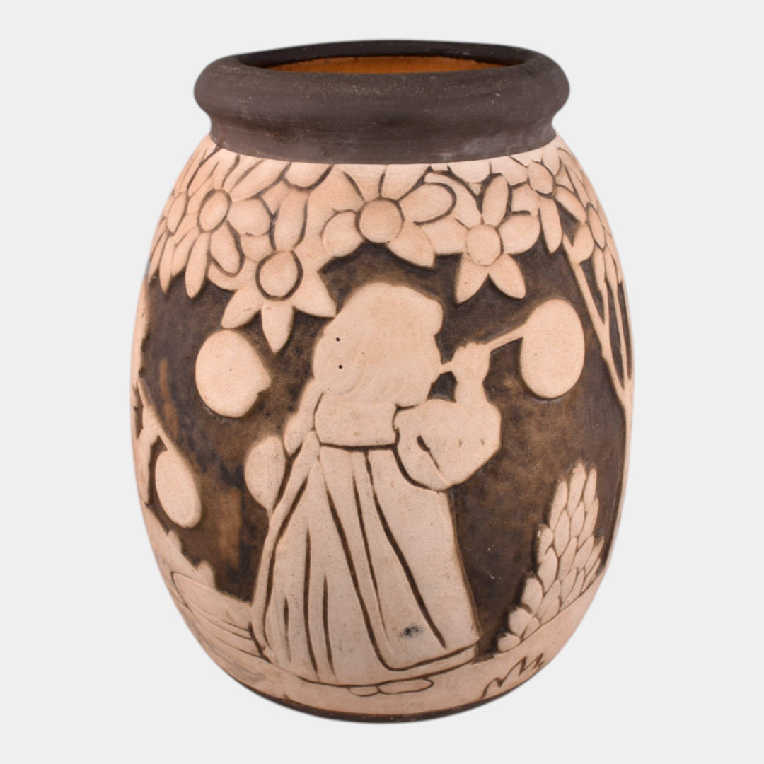 Weller Burntwood Dechiwo 1910s Vintage Art Pottery Children Ceramic Vase - Just Art Pottery