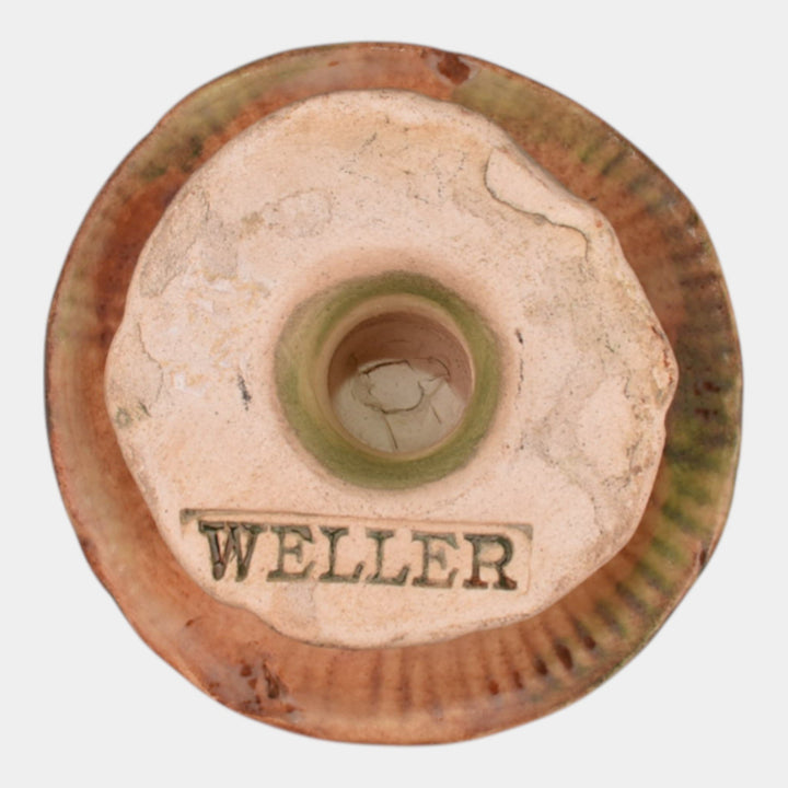 Weller Muskota 1920s Vintage Art Pottery Green Fly Mushroom Ceramic Flower Frog