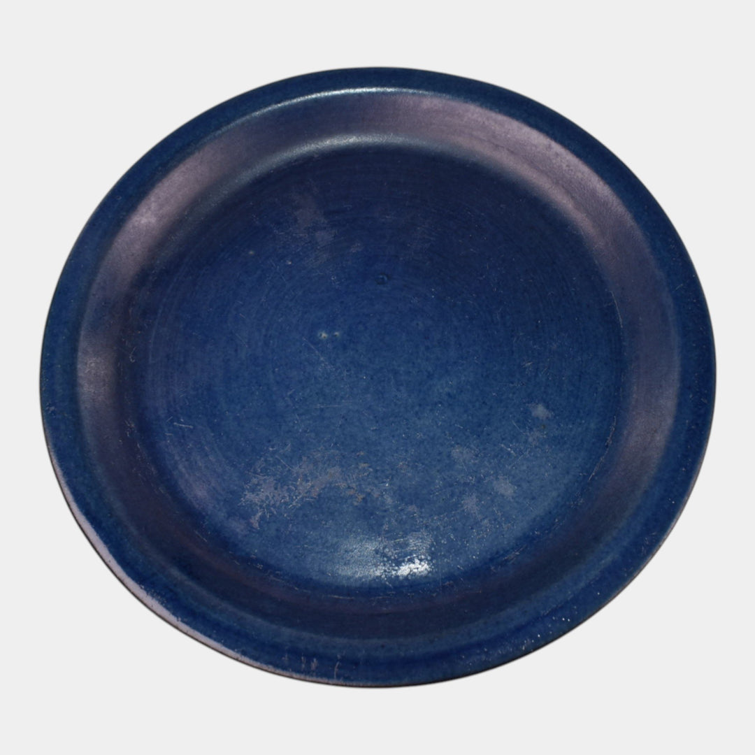 Roseville Fuchsia Blue 1938 Vintage Art Pottery Flower Pot Saucer 646-5 - Just Art Pottery