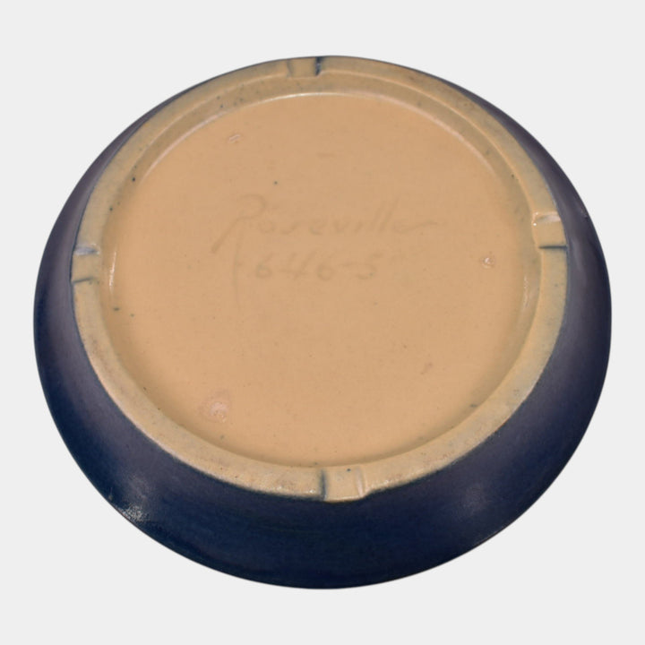 Roseville Fuchsia Blue 1938 Vintage Art Pottery Flower Pot Saucer 646-5 - Just Art Pottery