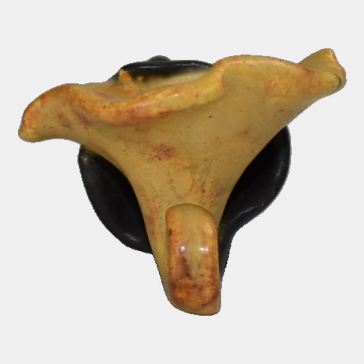 Ephraim Faience Pottery Black Yellow Bat On Morning Glory Halloween Ornament