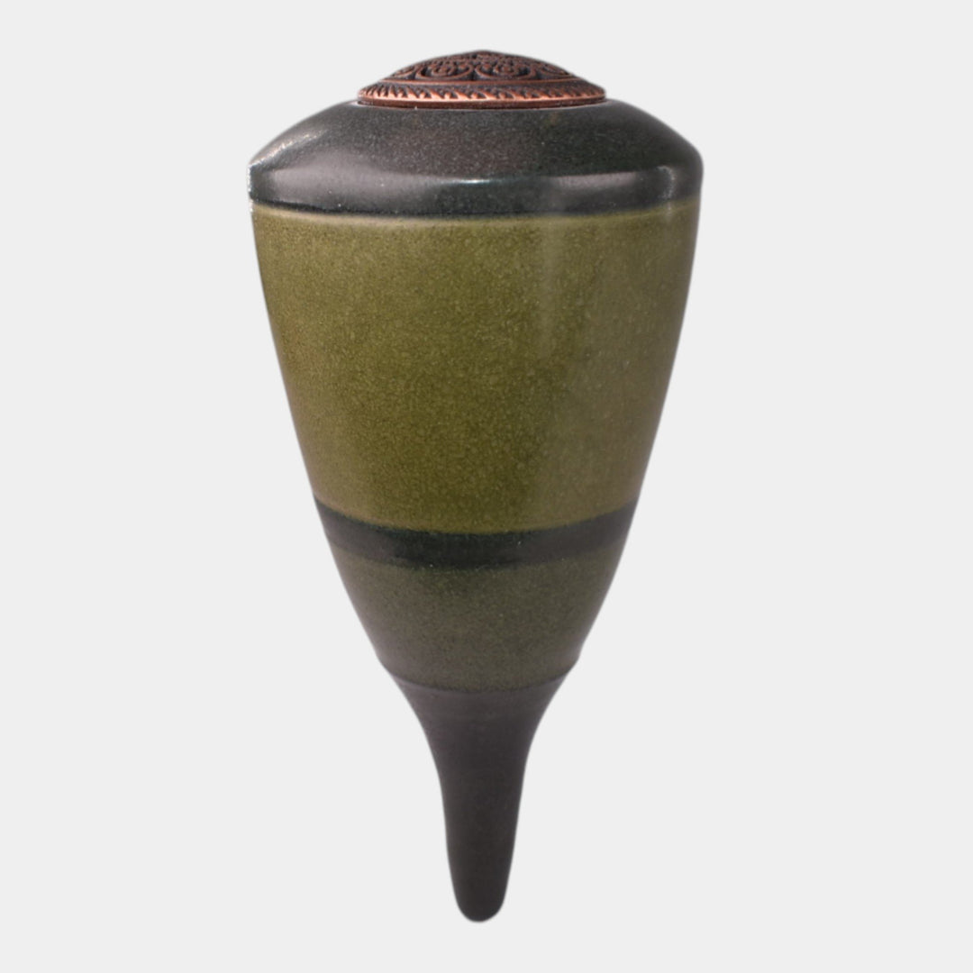 Ephraim Faience Hand Made Pottery Green Ceramic Ornament - Just Art Pottery