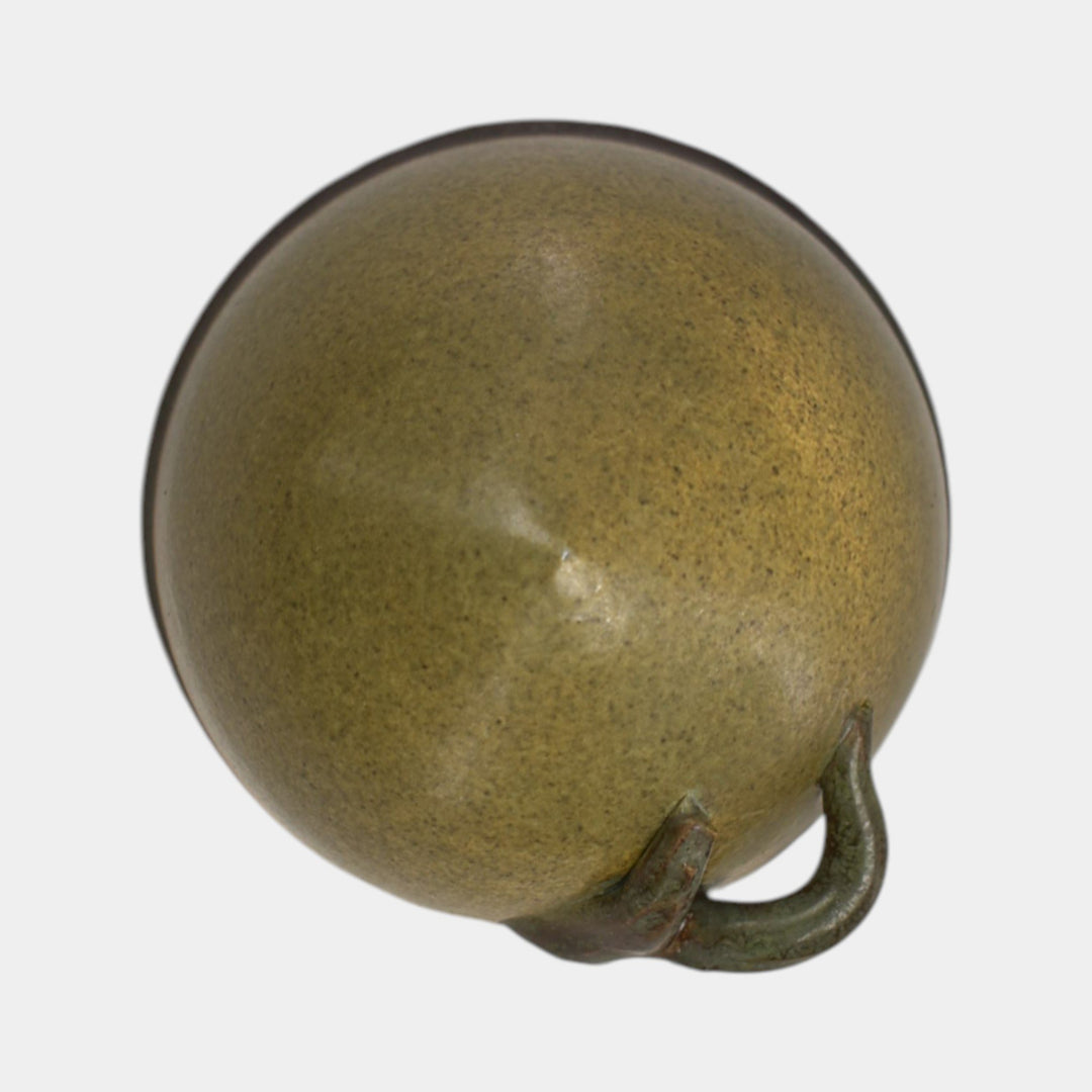 Ephraim Faience Hand Made Pottery Green Ceramic Acorn Bird House Ornament - Just Art Pottery