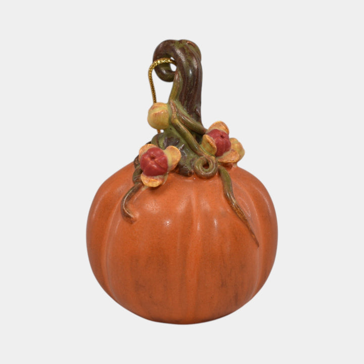 Ephraim Faience Pottery Orange Bittersweet Pumpkin Halloween Ornament