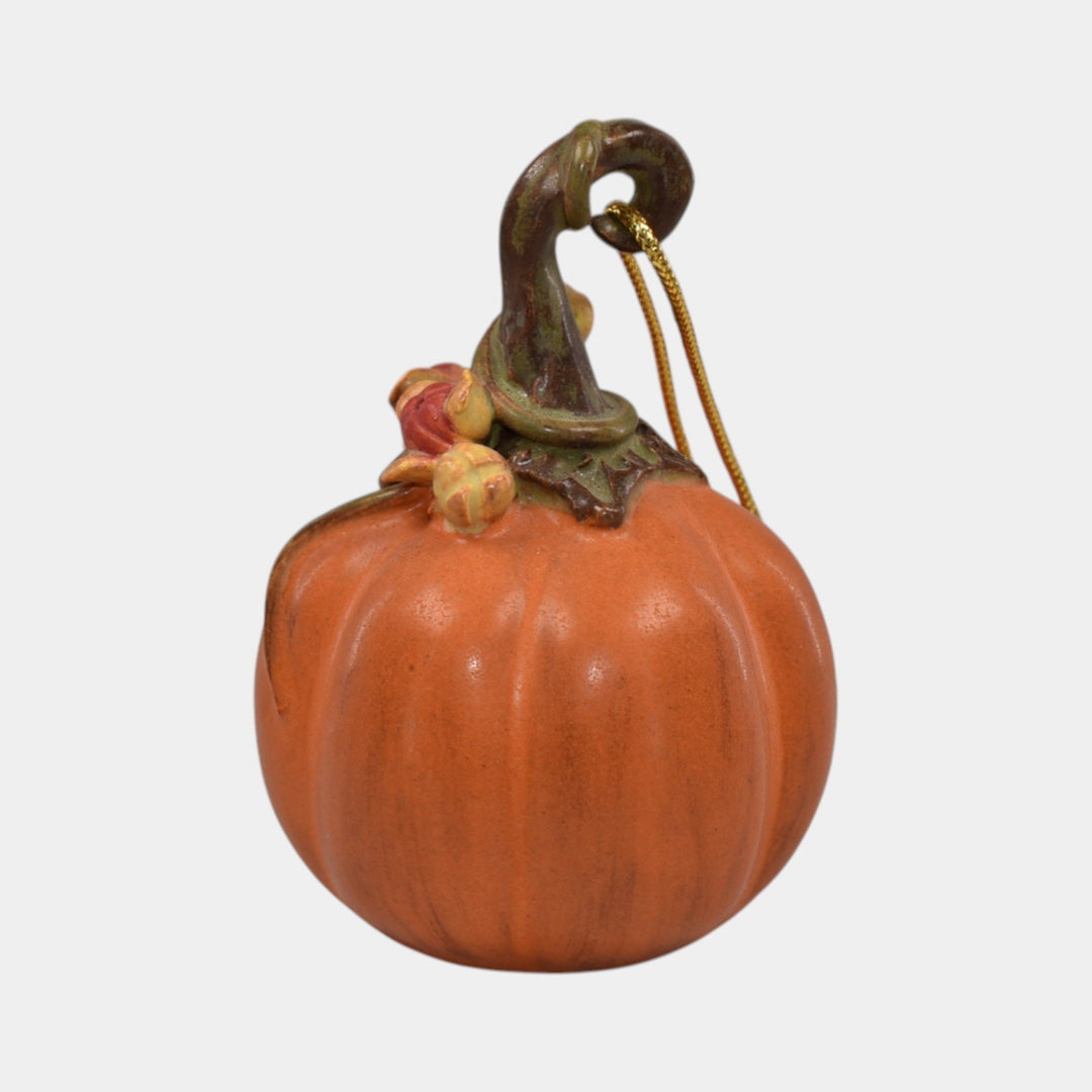 Ephraim Faience Pottery Orange Bittersweet Pumpkin Halloween Ornament