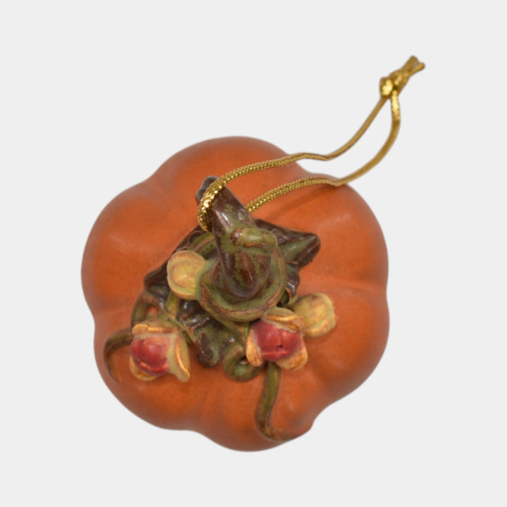 Ephraim Faience Pottery Orange Bittersweet Pumpkin Halloween Ornament
