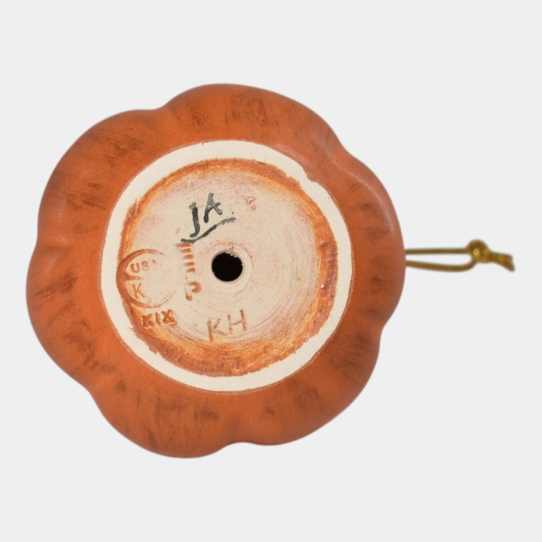 Ephraim Faience Pottery Orange Bittersweet Pumpkin Halloween Ornament