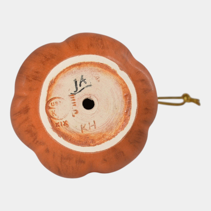 Ephraim Faience Pottery Orange Bittersweet Pumpkin Halloween Ornament